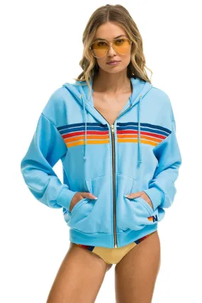 5 STRIPE RELAXED ZIP HOODIE - SKY 2