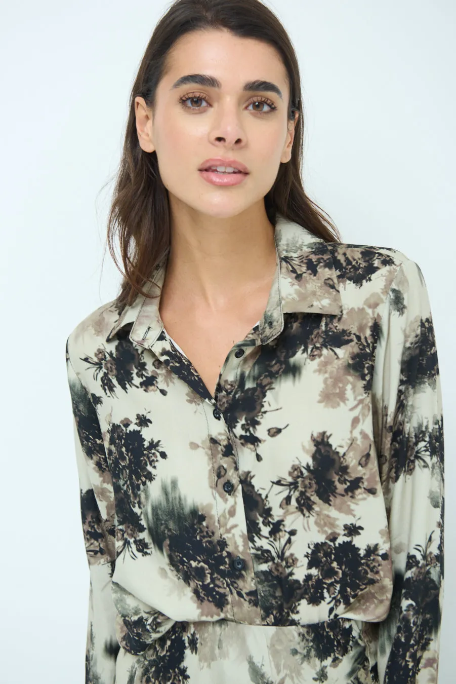 Abstract print collared blouse wholesale