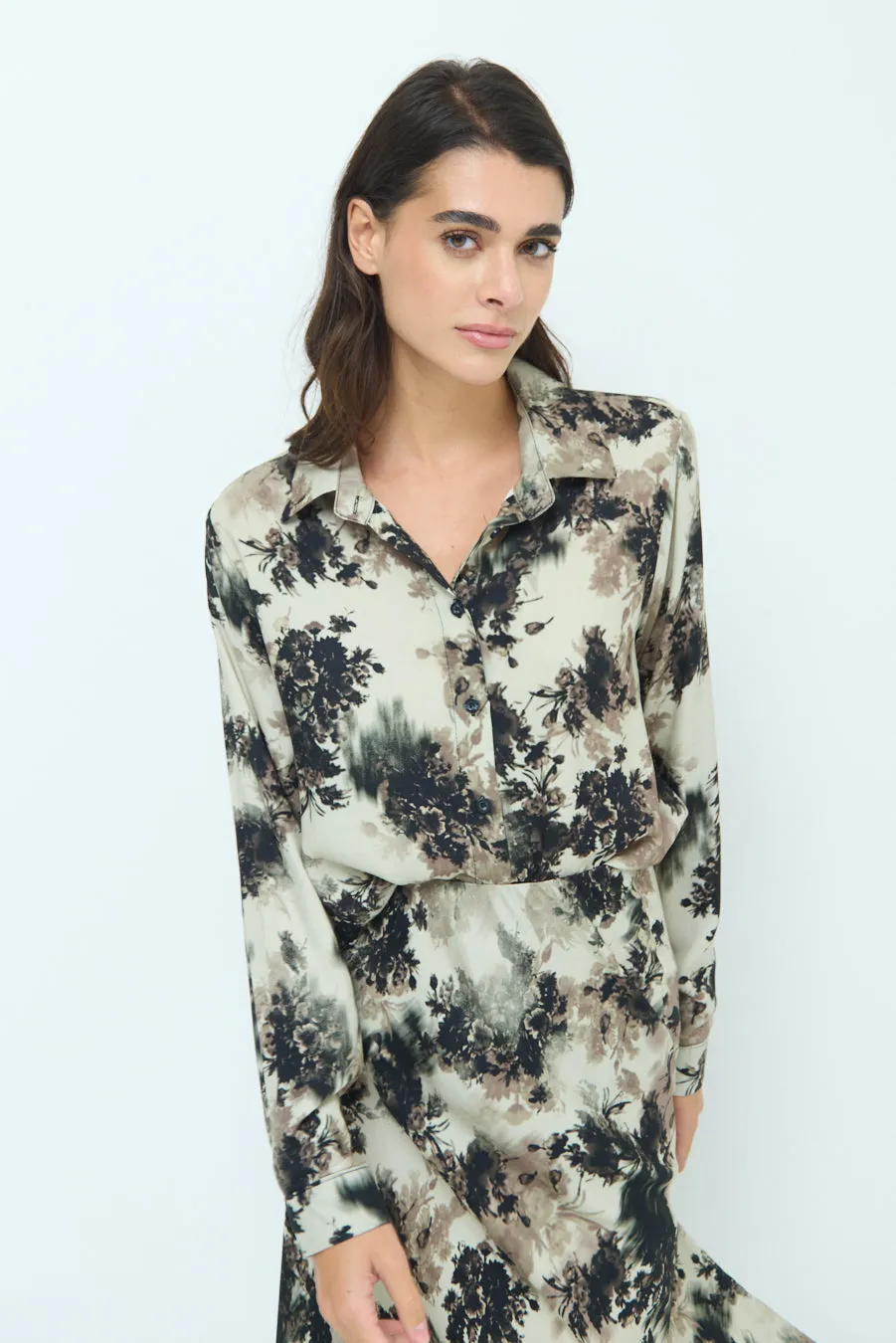 Abstract print collared blouse wholesale