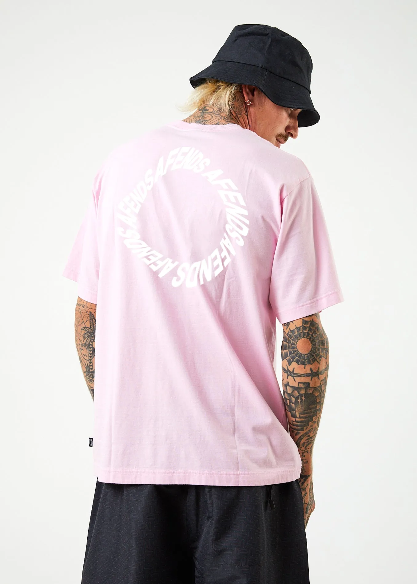 AFENDS Mens Vortex - Retro T-Shirt - Powder Pink