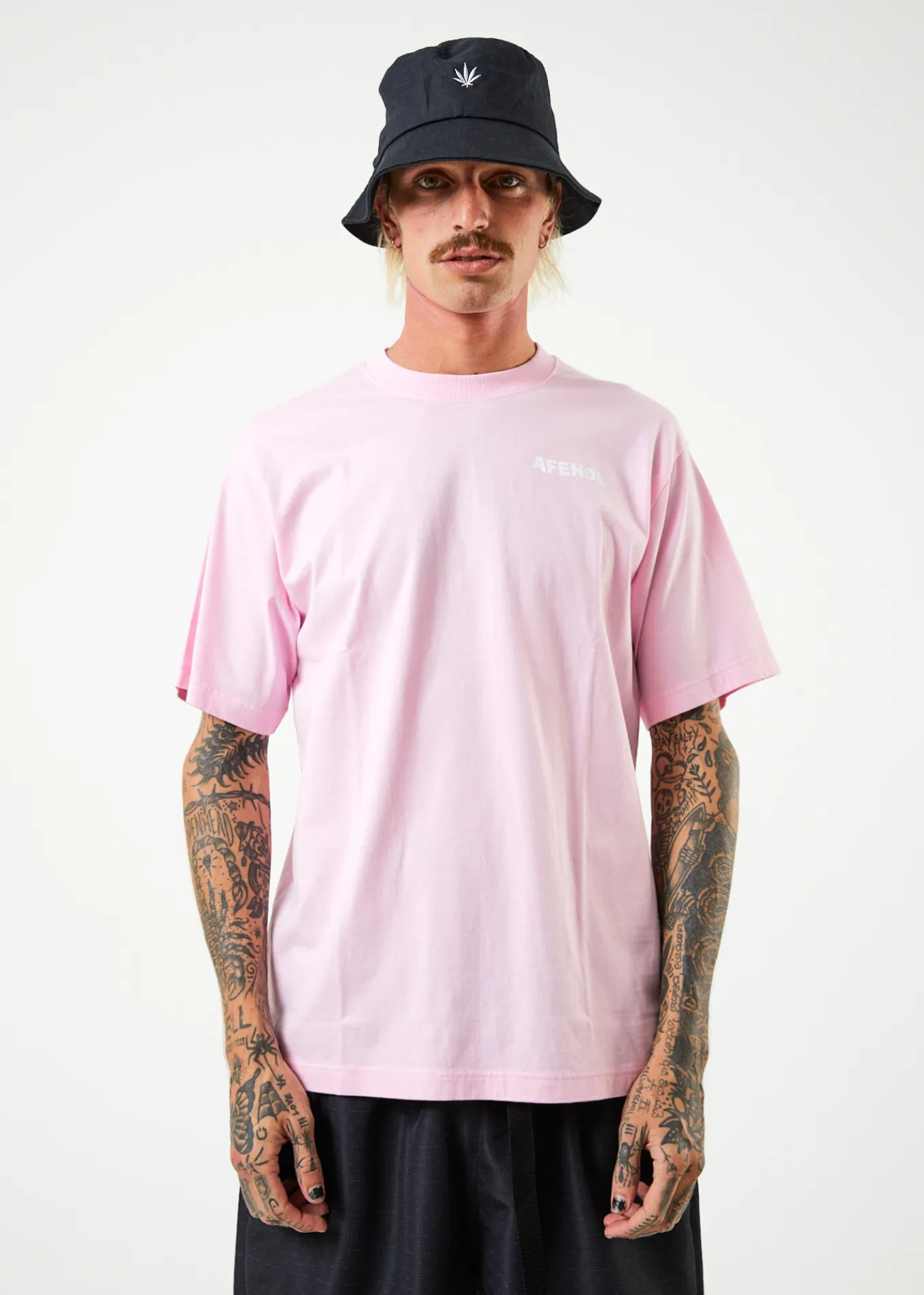 AFENDS Mens Vortex - Retro T-Shirt - Powder Pink