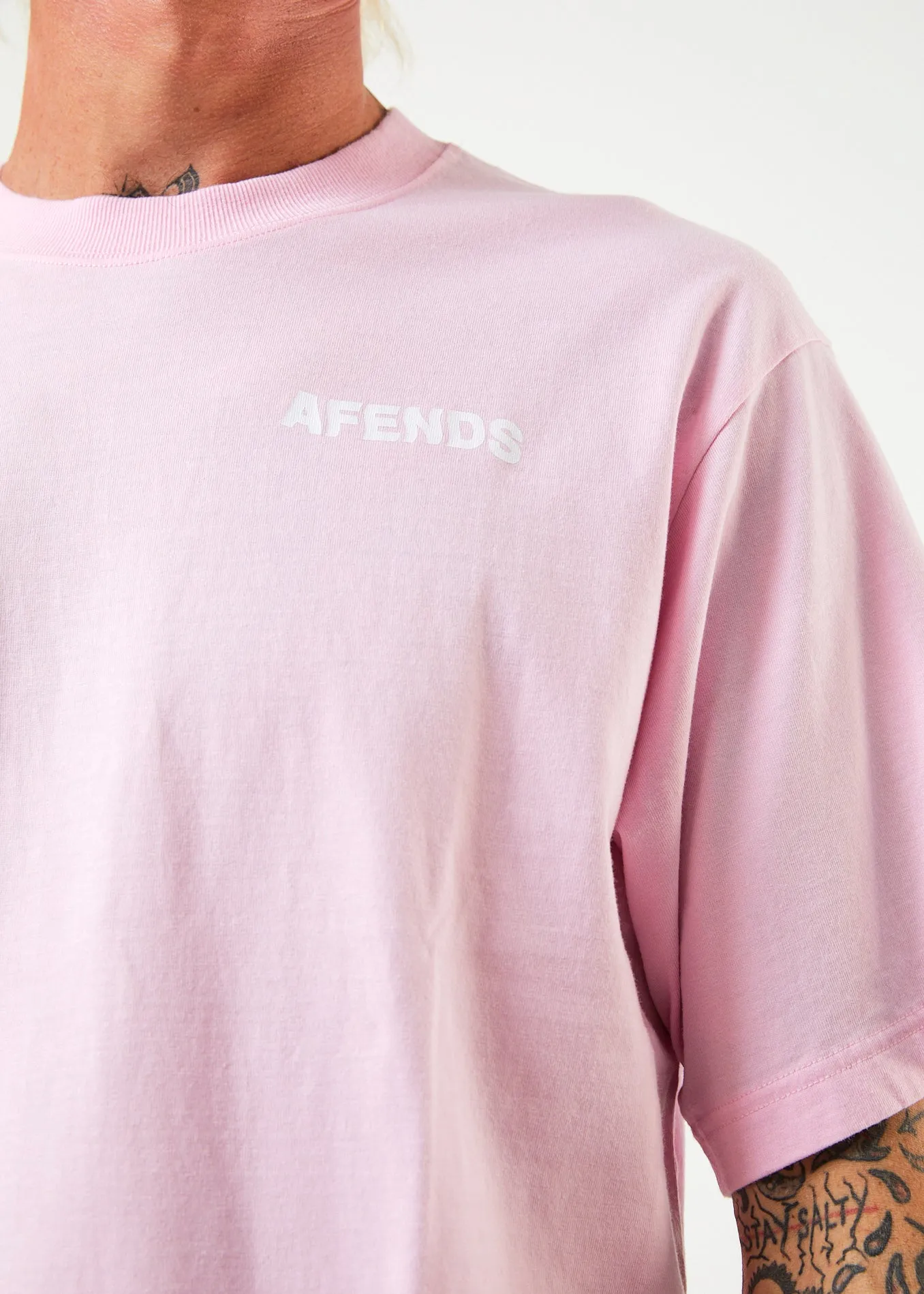 AFENDS Mens Vortex - Retro T-Shirt - Powder Pink