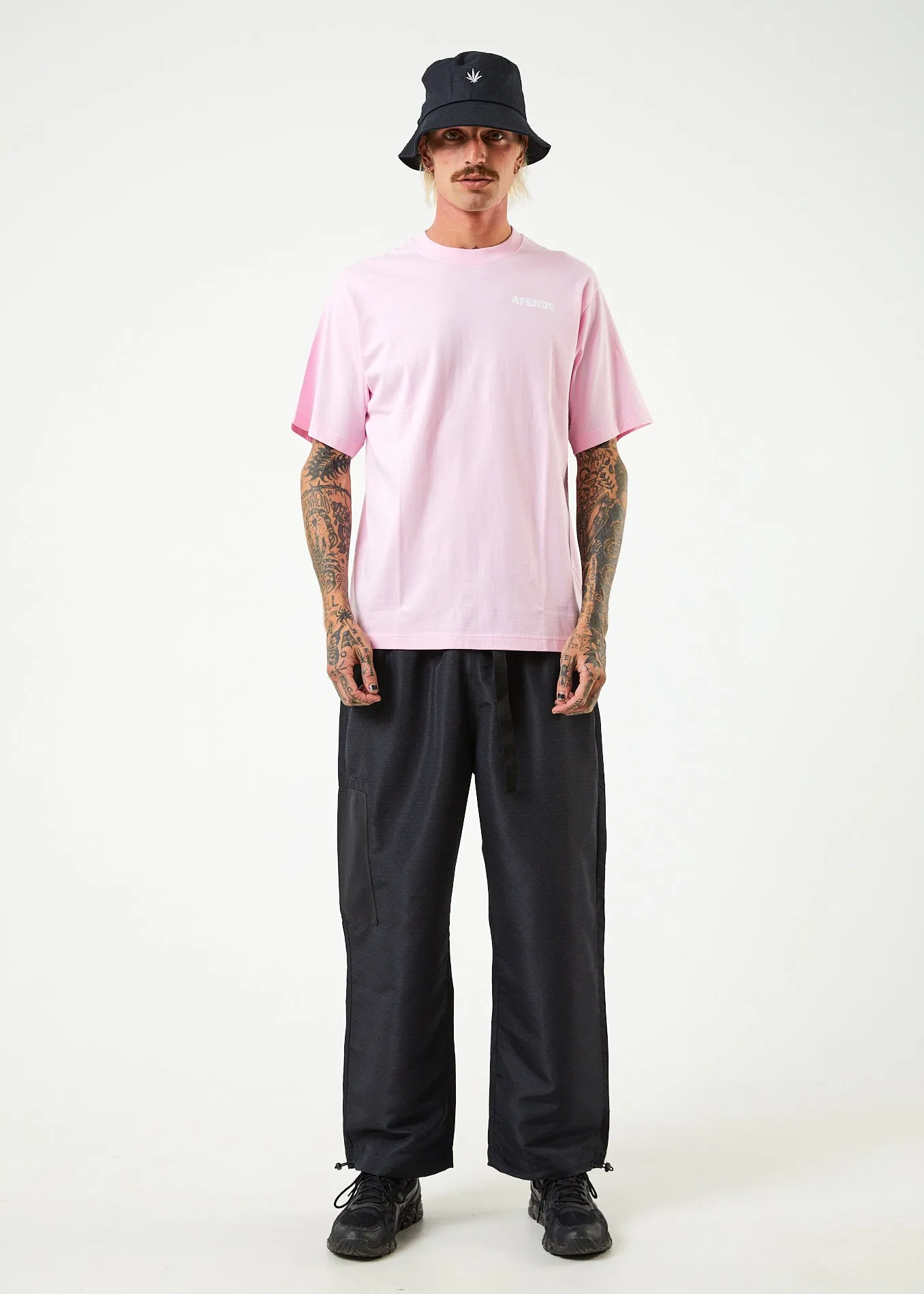 AFENDS Mens Vortex - Retro T-Shirt - Powder Pink