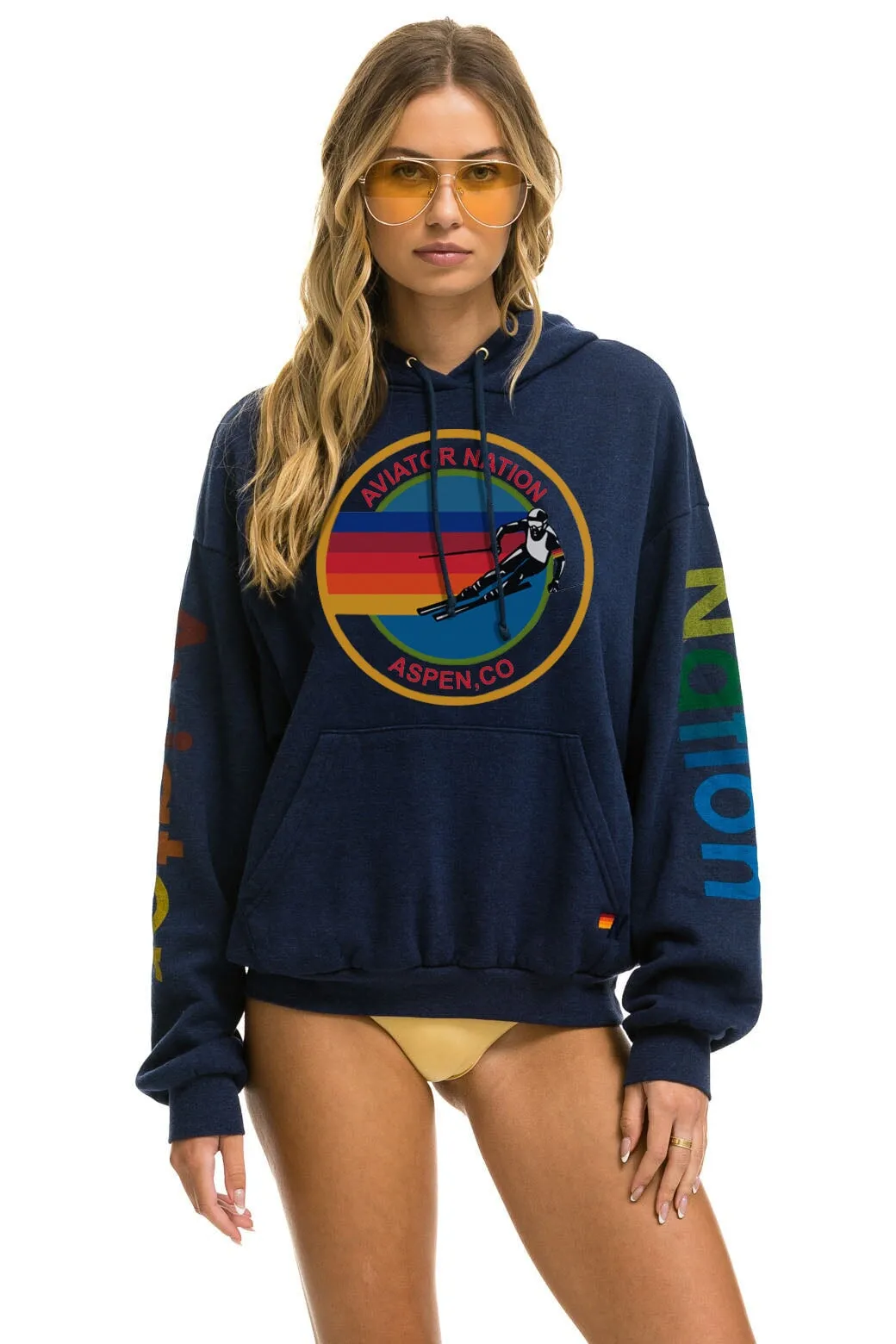 AVIATOR NATION ASPEN RELAXED PULLOVER HOODIE - NAVY