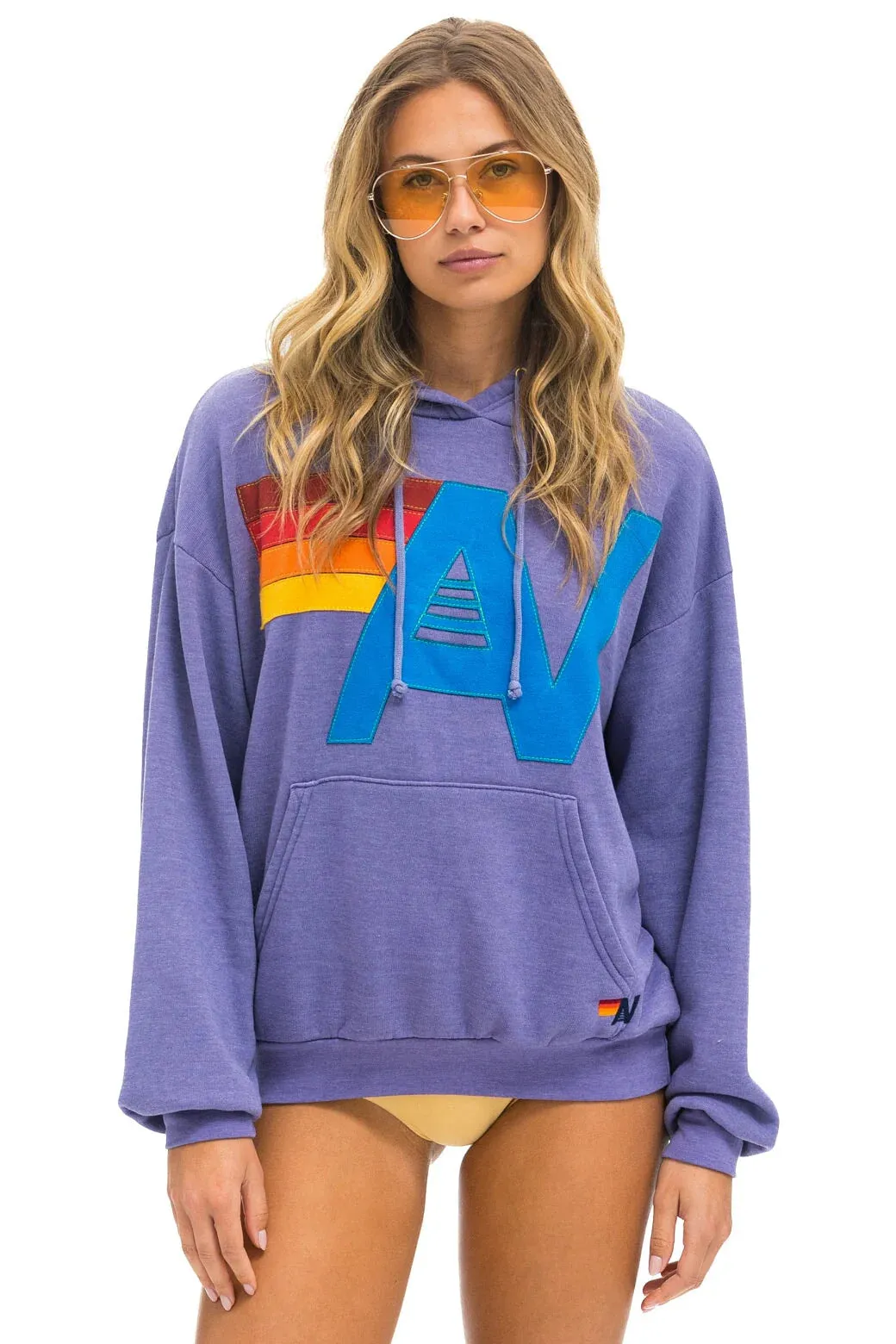 Aviator Nation Logo Stitch Relaxed Pullover Hoodie Lavender