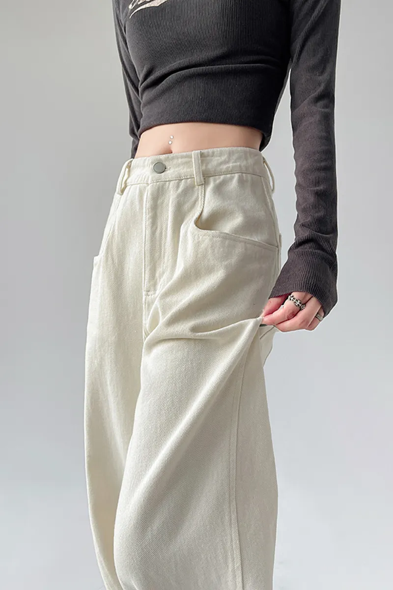 Baggy White Low-Rise Wide-Leg Jeans