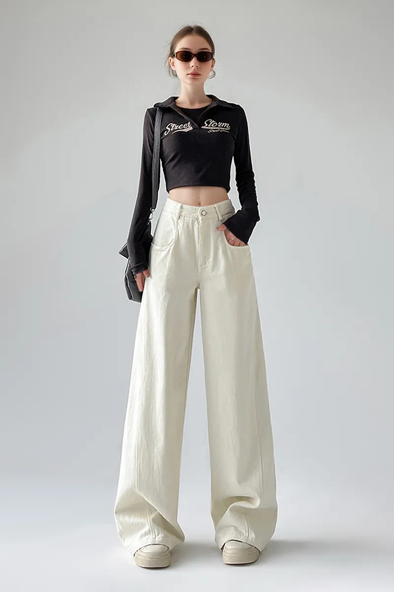 Baggy White Low-Rise Wide-Leg Jeans