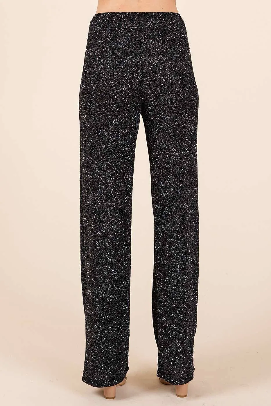 Black Glitter Relaxed Straight Pants