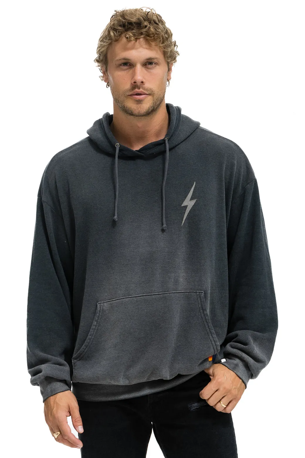 BOLT STITCH 2  RELAXED PULLOVER HOODIE - FADED SMOKE