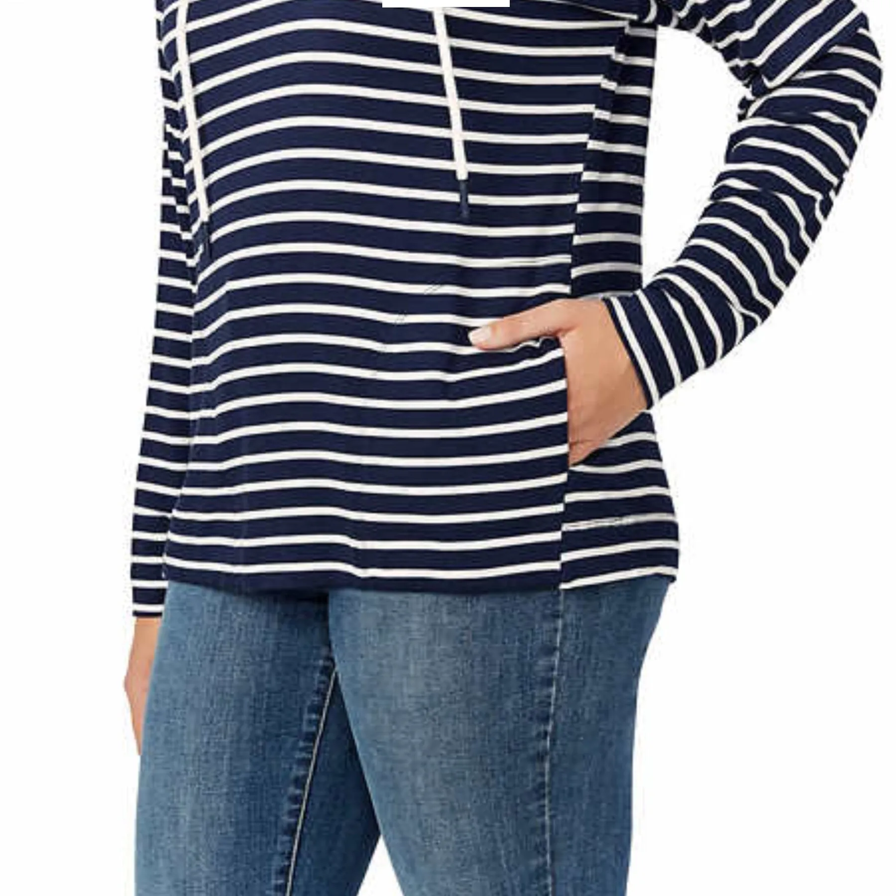 Buffalo David Bitton Women's Relaxed Fit Front Pockets Soft Striped Hoodie