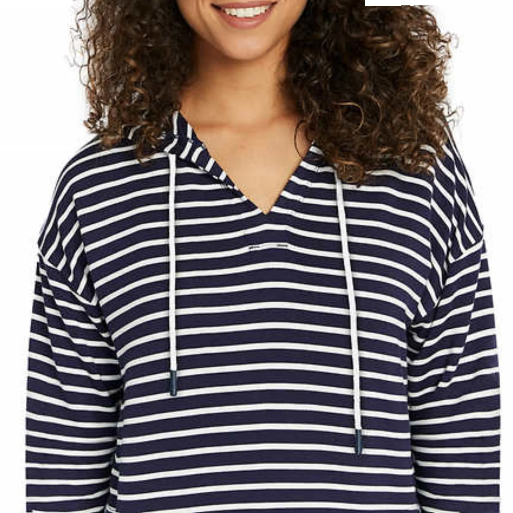 Buffalo David Bitton Women's Relaxed Fit Front Pockets Soft Striped Hoodie