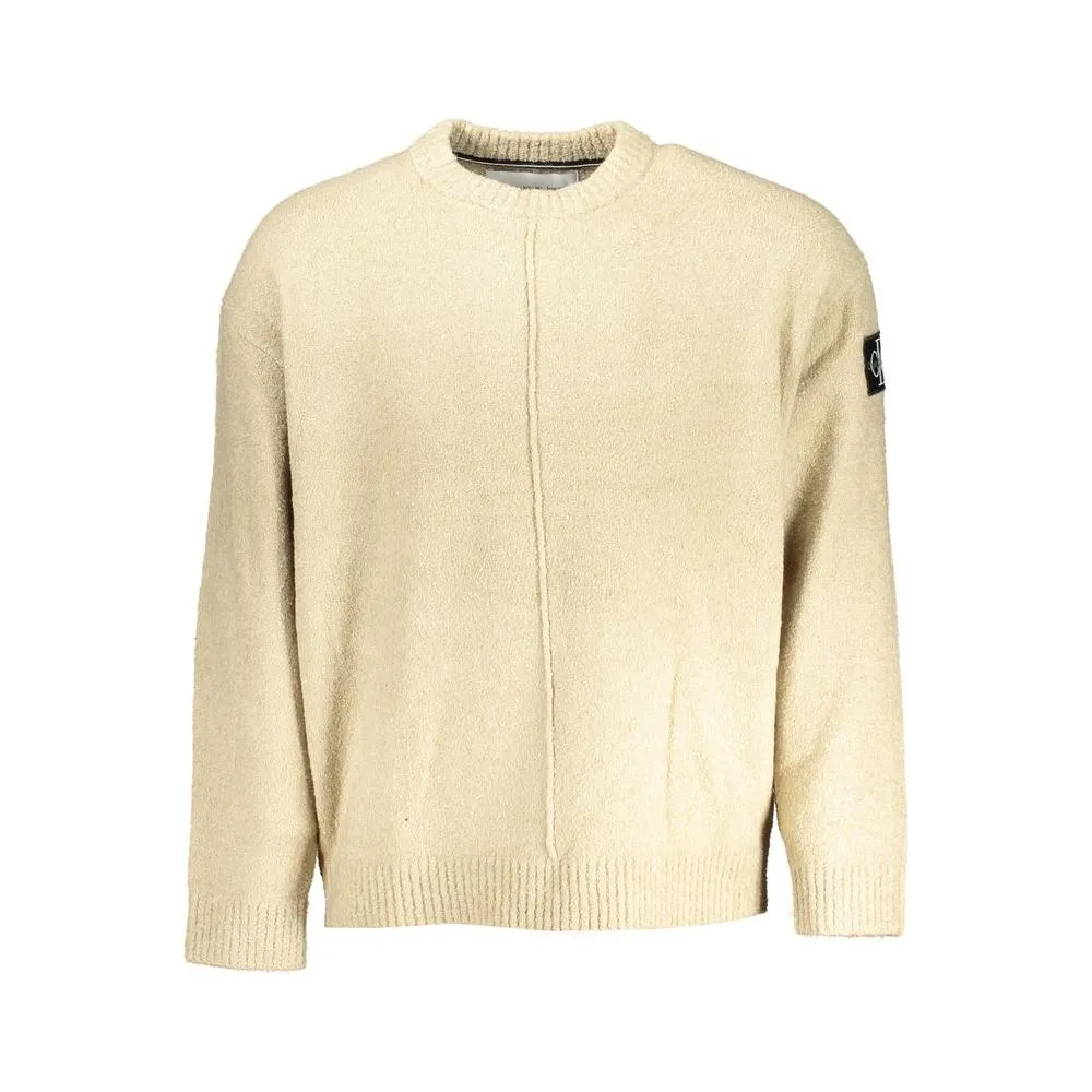 Calvin Klein Chic Beige Crew Neck Sweater with Contrast Details