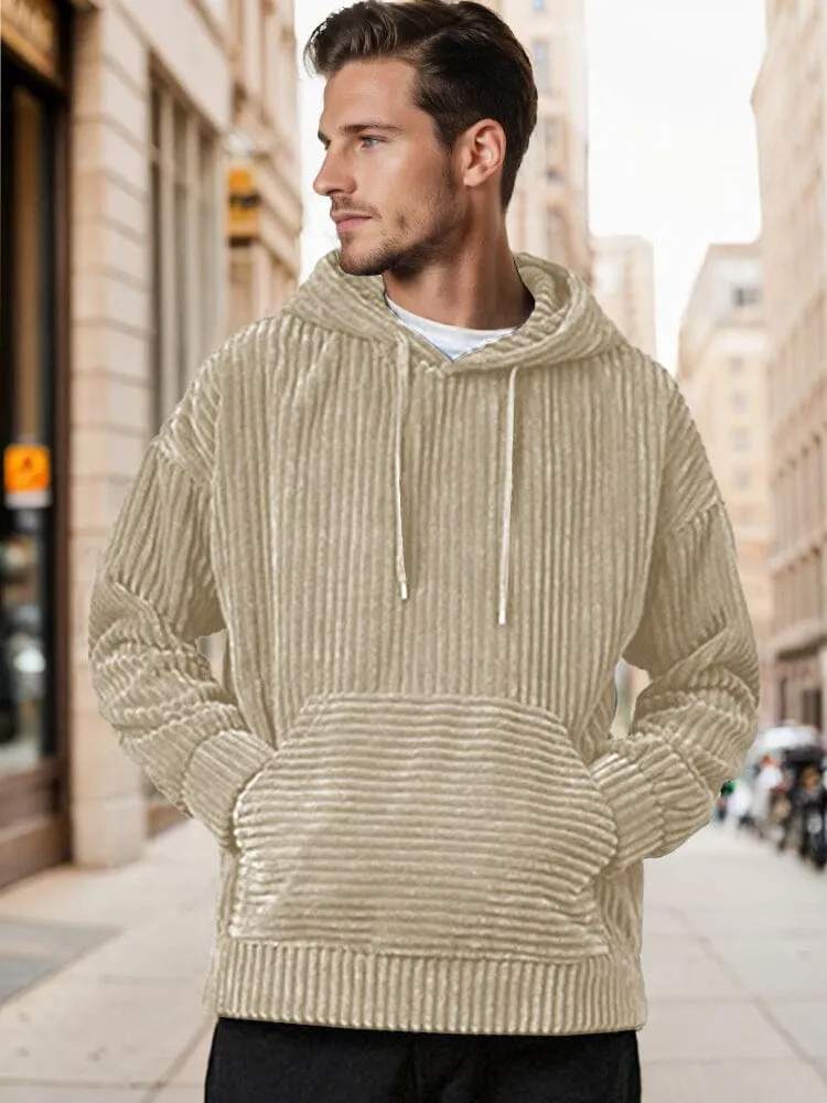 Casual Relaxed Fit Corduroy Hoodie