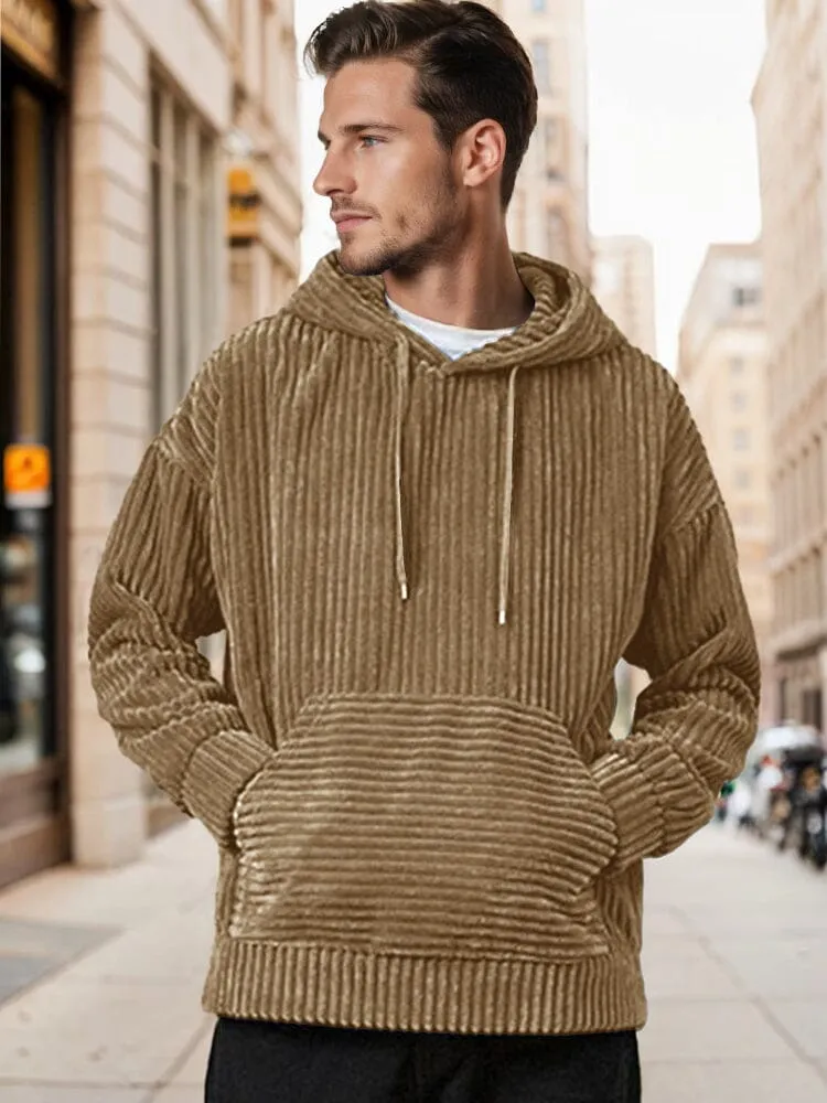 Casual Relaxed Fit Corduroy Hoodie