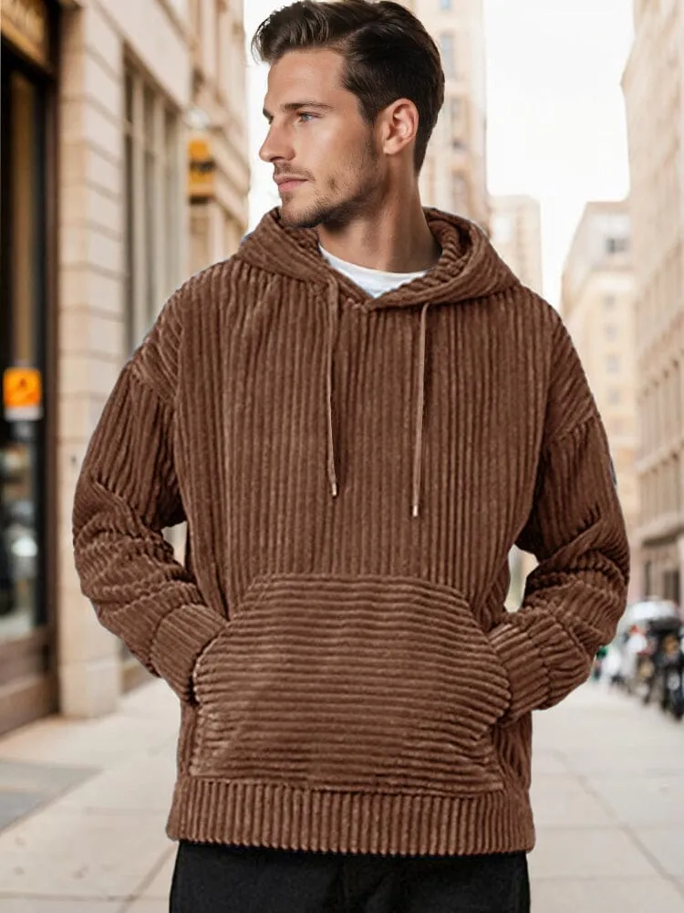 Casual Relaxed Fit Corduroy Hoodie