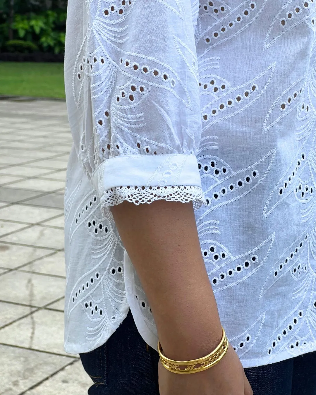 Classic Cutwork White Top