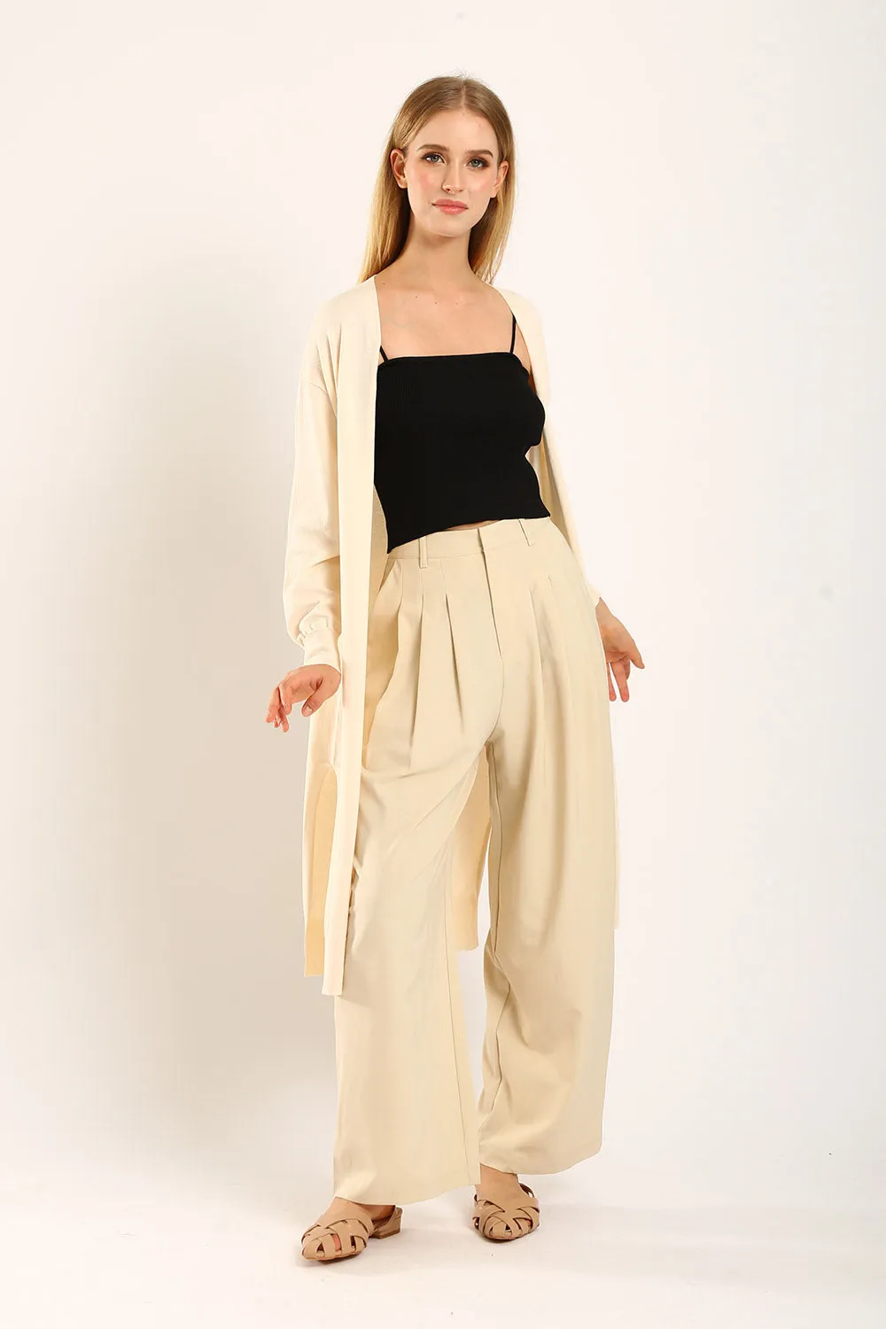 Claudette Relaxed Tailored Pants in Apricot