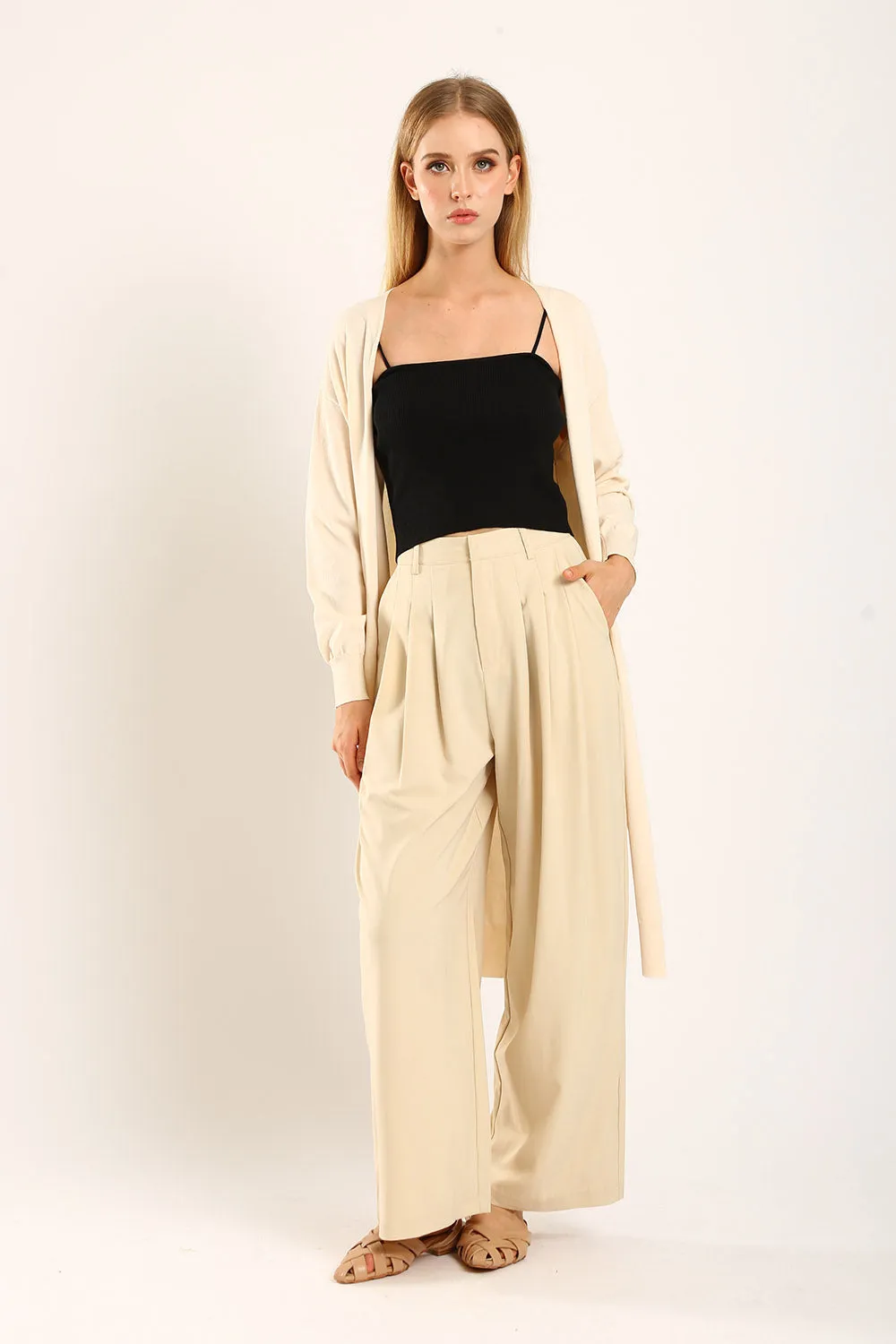 Claudette Relaxed Tailored Pants in Apricot