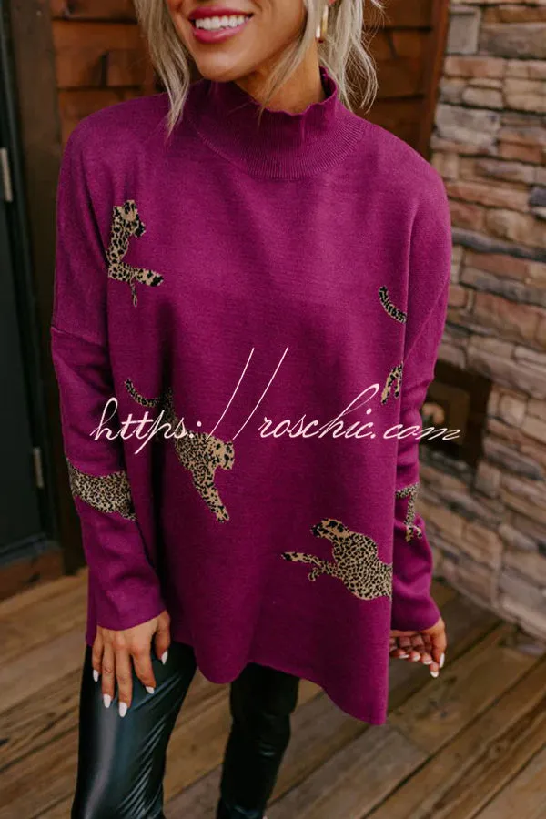 Cozy and Kind Leopard Slit Relaxed Sweatshirt