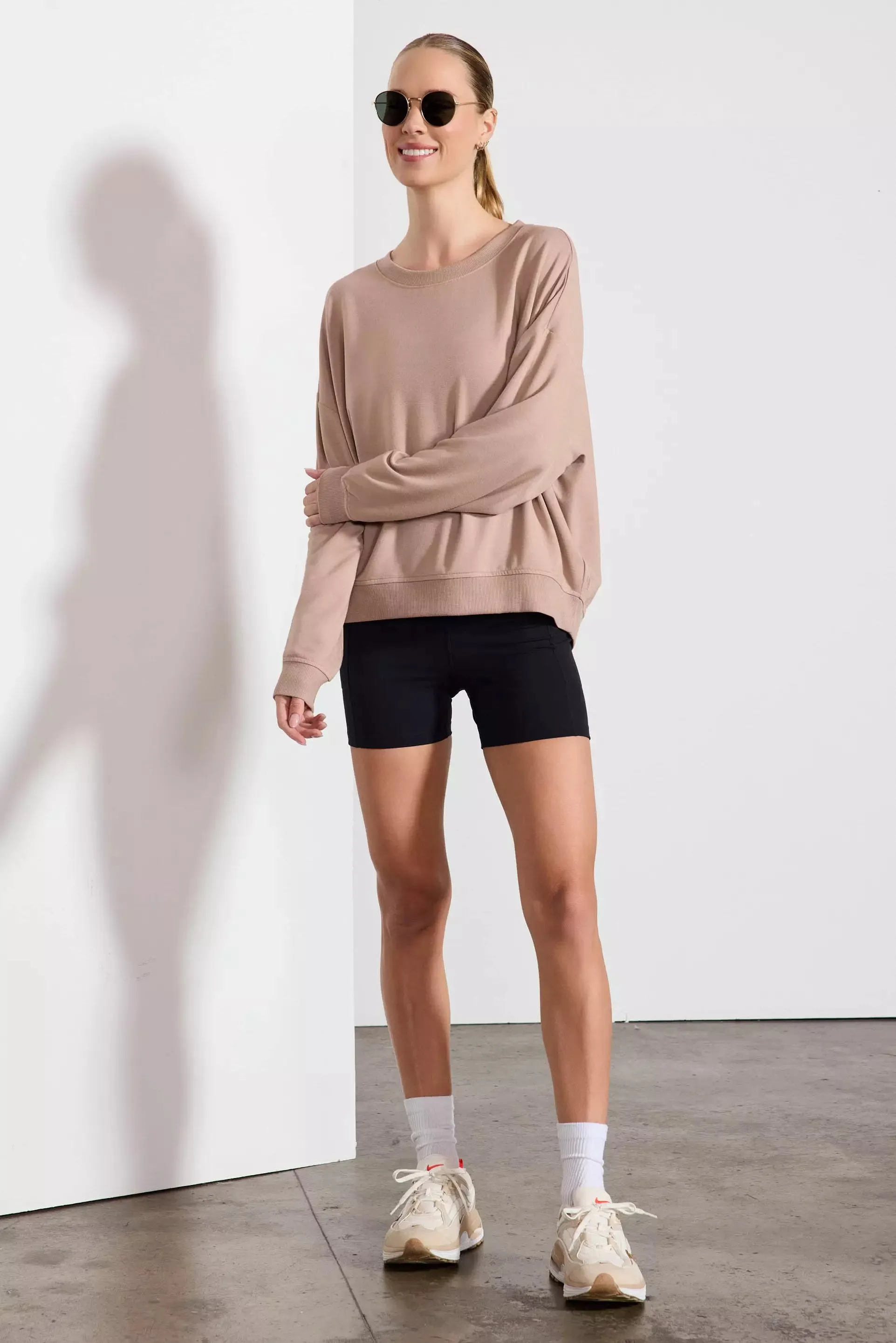 Cozy Fleece Relaxed Crew - Taupe