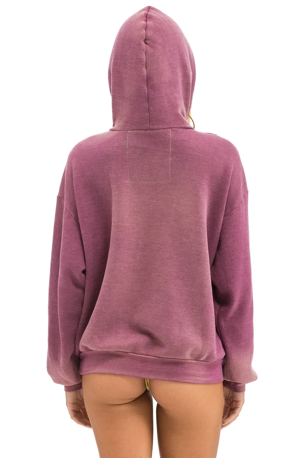 CROSS STRIPE RELAXED PULLOVER HOODIE - FADED BERRY