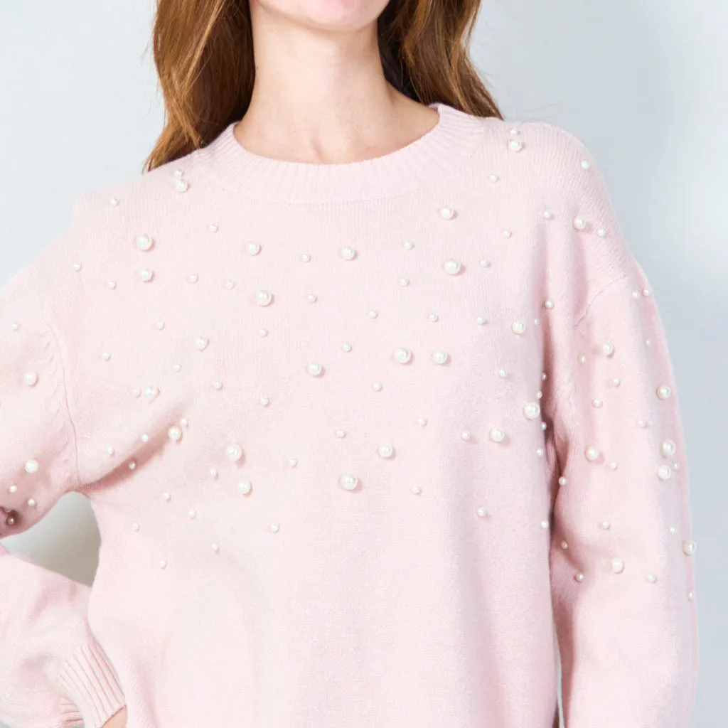 Elegant pearl-embellished sweater wholesale