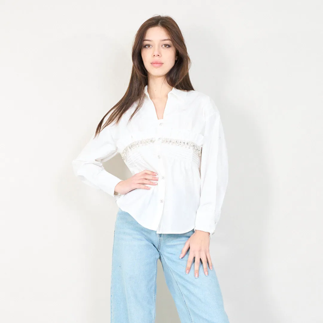 Embellished ruched waist blouse wholesale