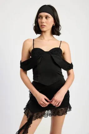 Emory Park Off Shoulder Satin Bustier With Lace Detail