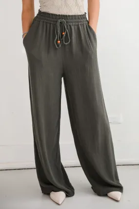 FINAL SALE - Distinctive Charm Olive Linen Pants