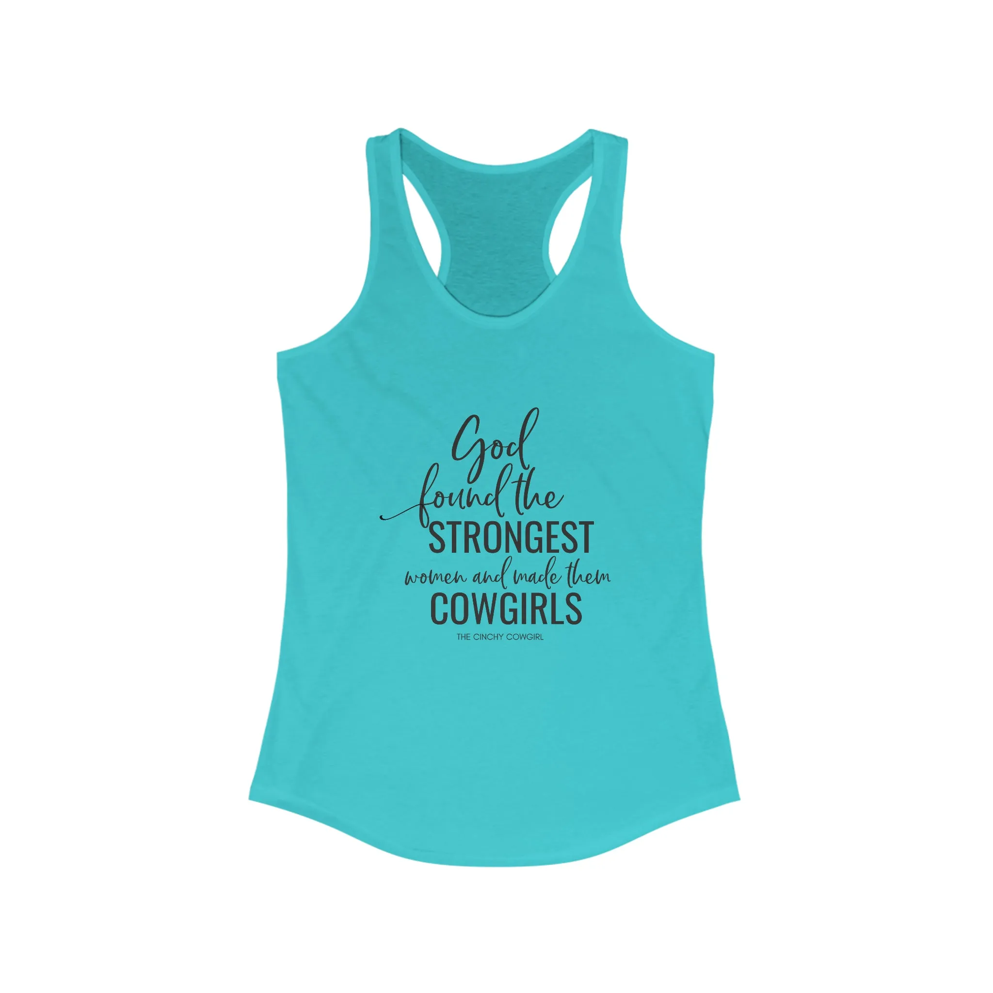 God Found the Strongest Women Racerback Tank