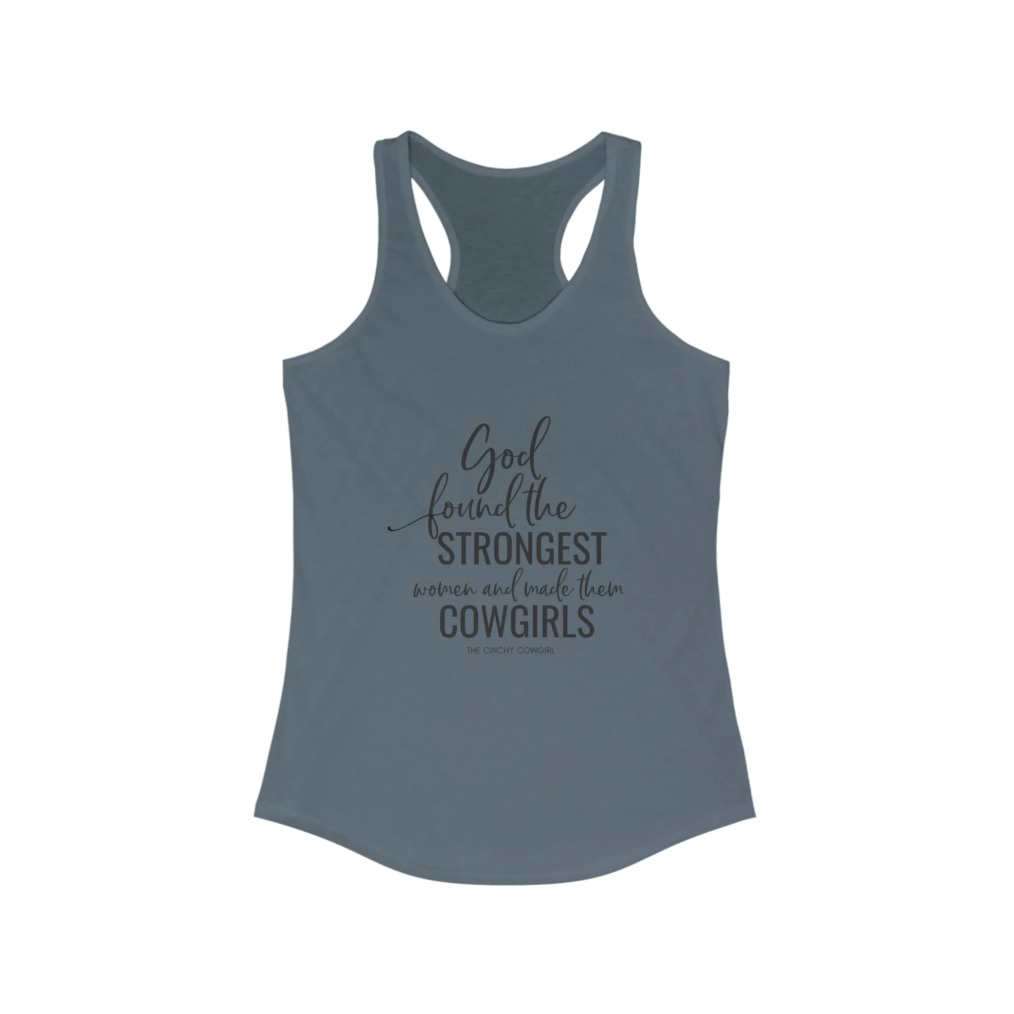 God Found the Strongest Women Racerback Tank