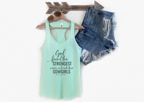 God Found the Strongest Women Racerback Tank