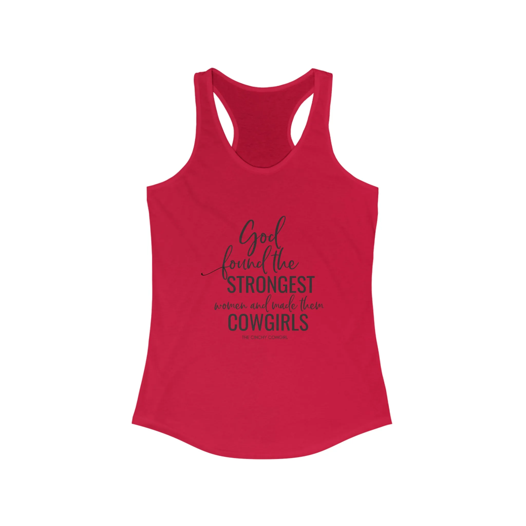 God Found the Strongest Women Racerback Tank