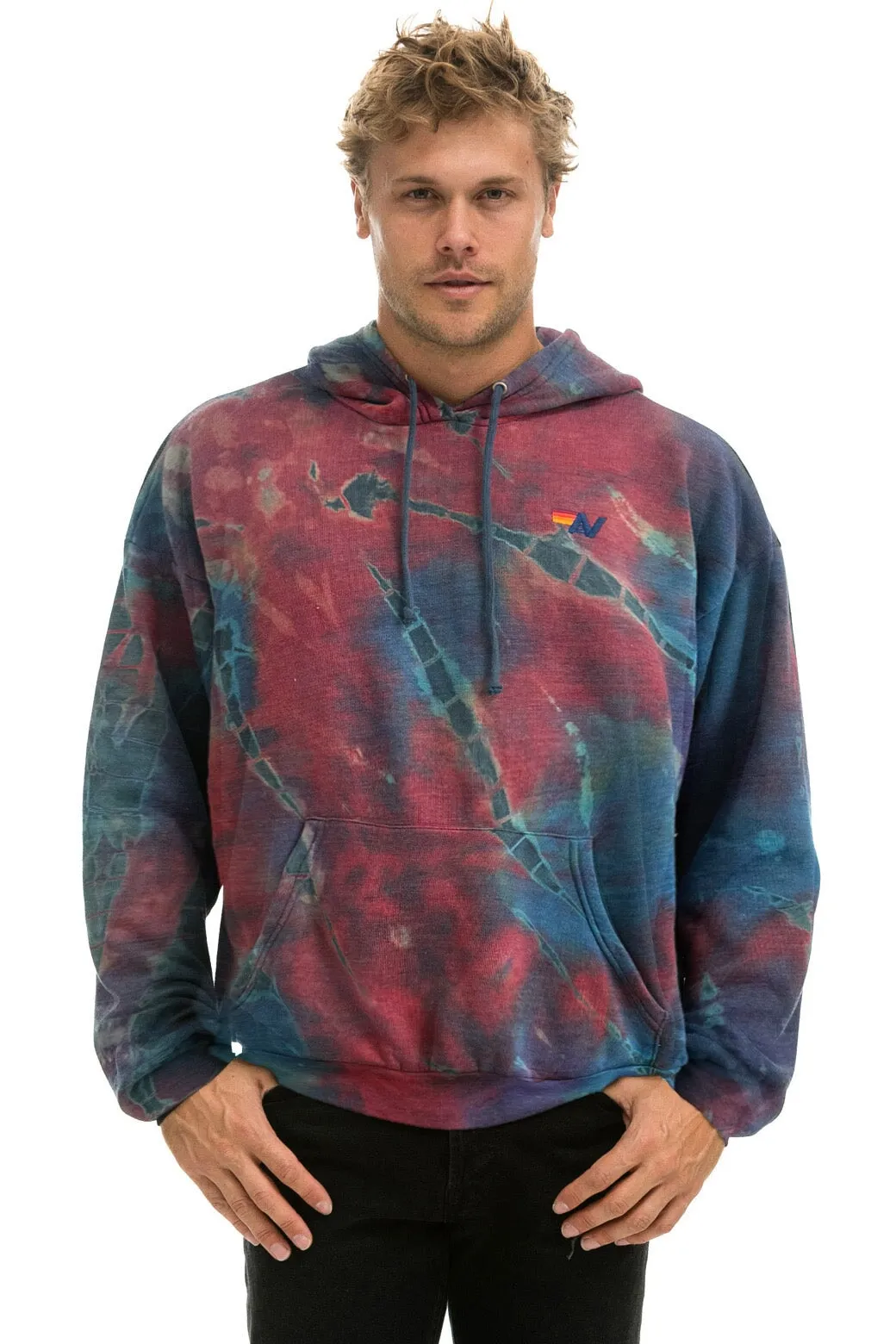 HAND DYED PULLOVER HOODIE RELAXED - TIE DYE MULTI