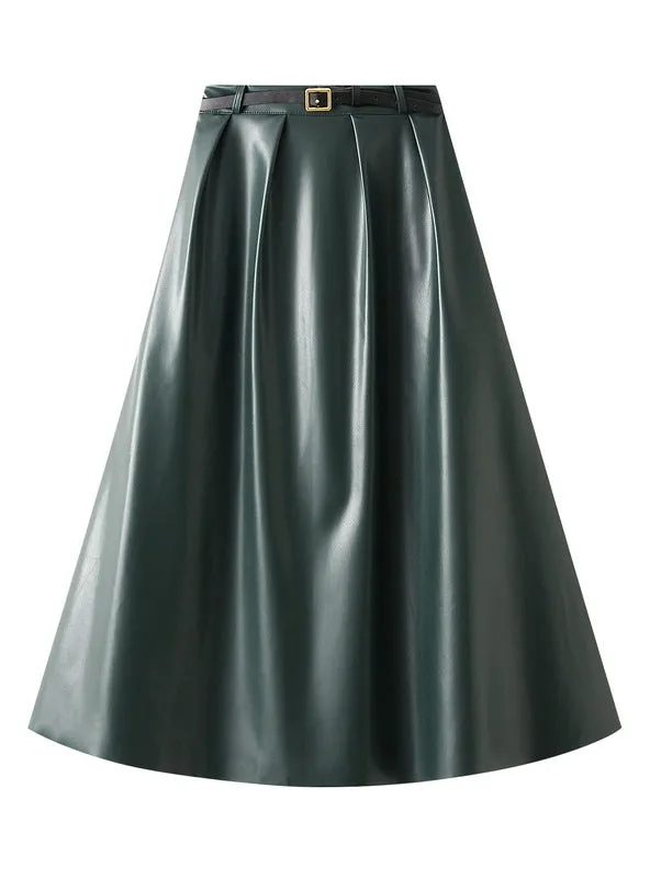 High Waist Loose PU Leather Skirt