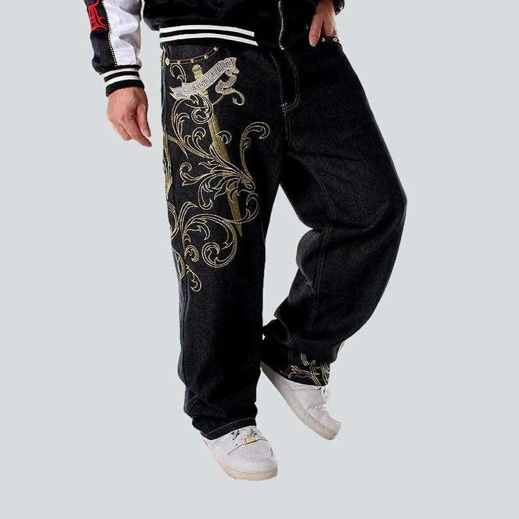 Hip-hop embroidered jeans for men