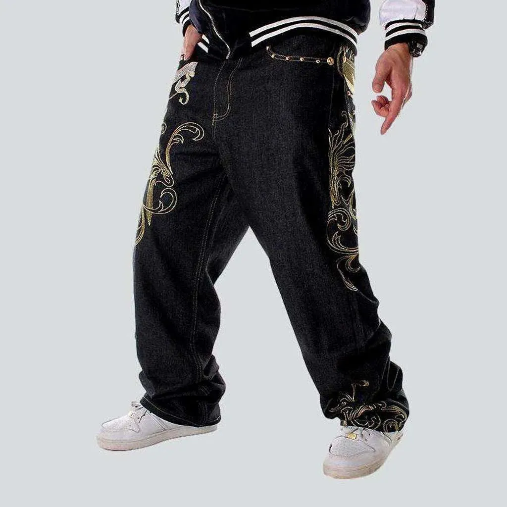 Hip-hop embroidered jeans for men