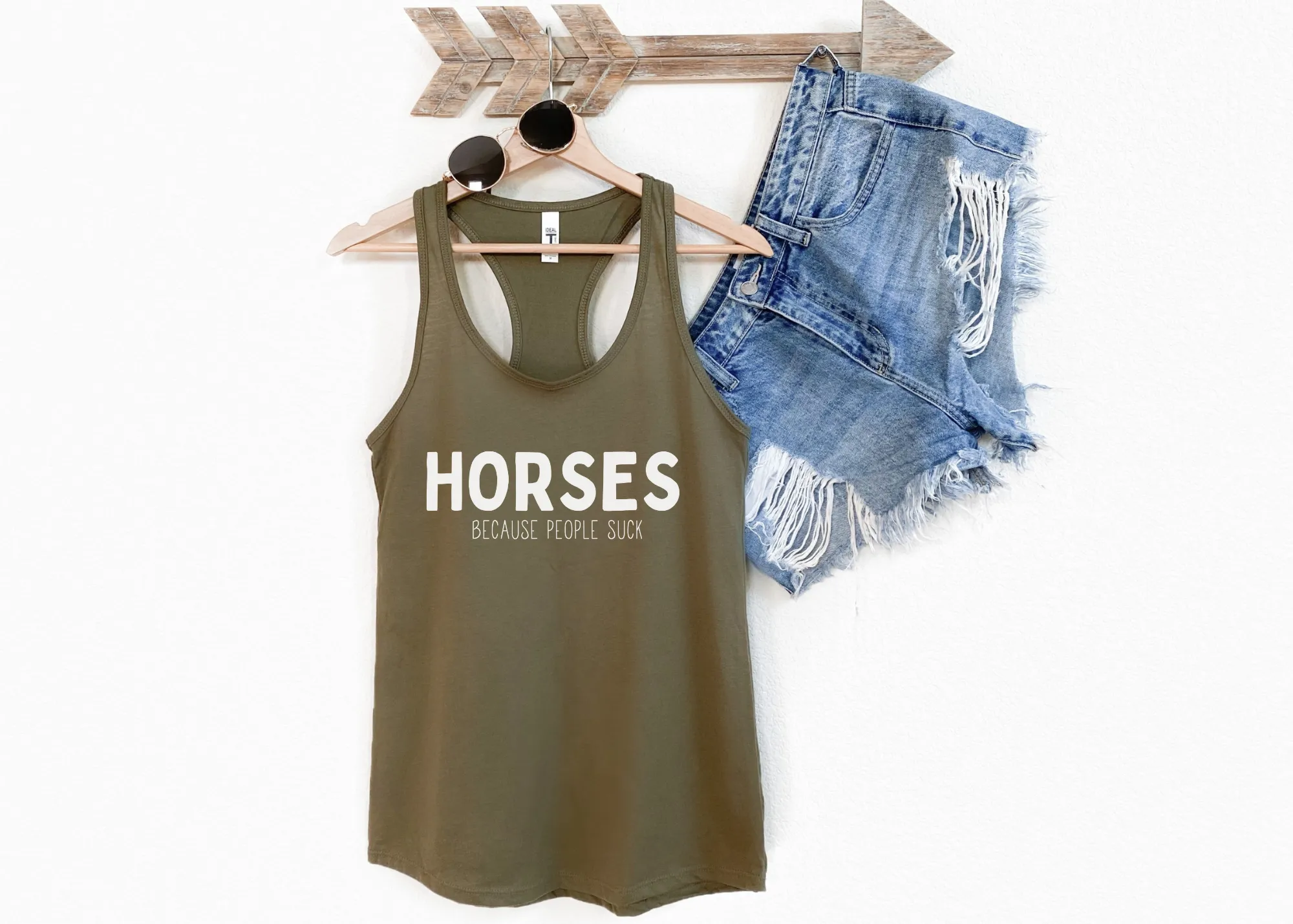 Horses Because People Suck Racerback Tank