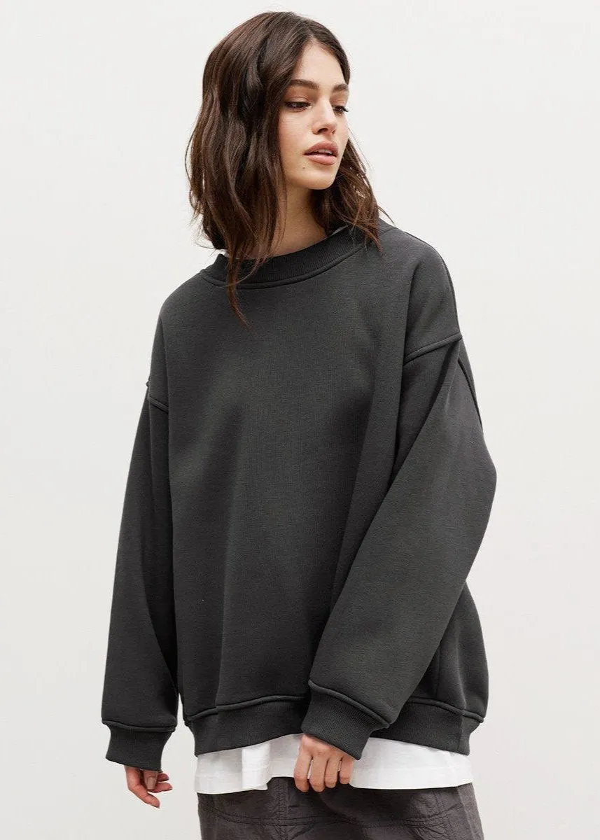 Ivyshape | Charcoal Sweatshirt Minimalist Comfort