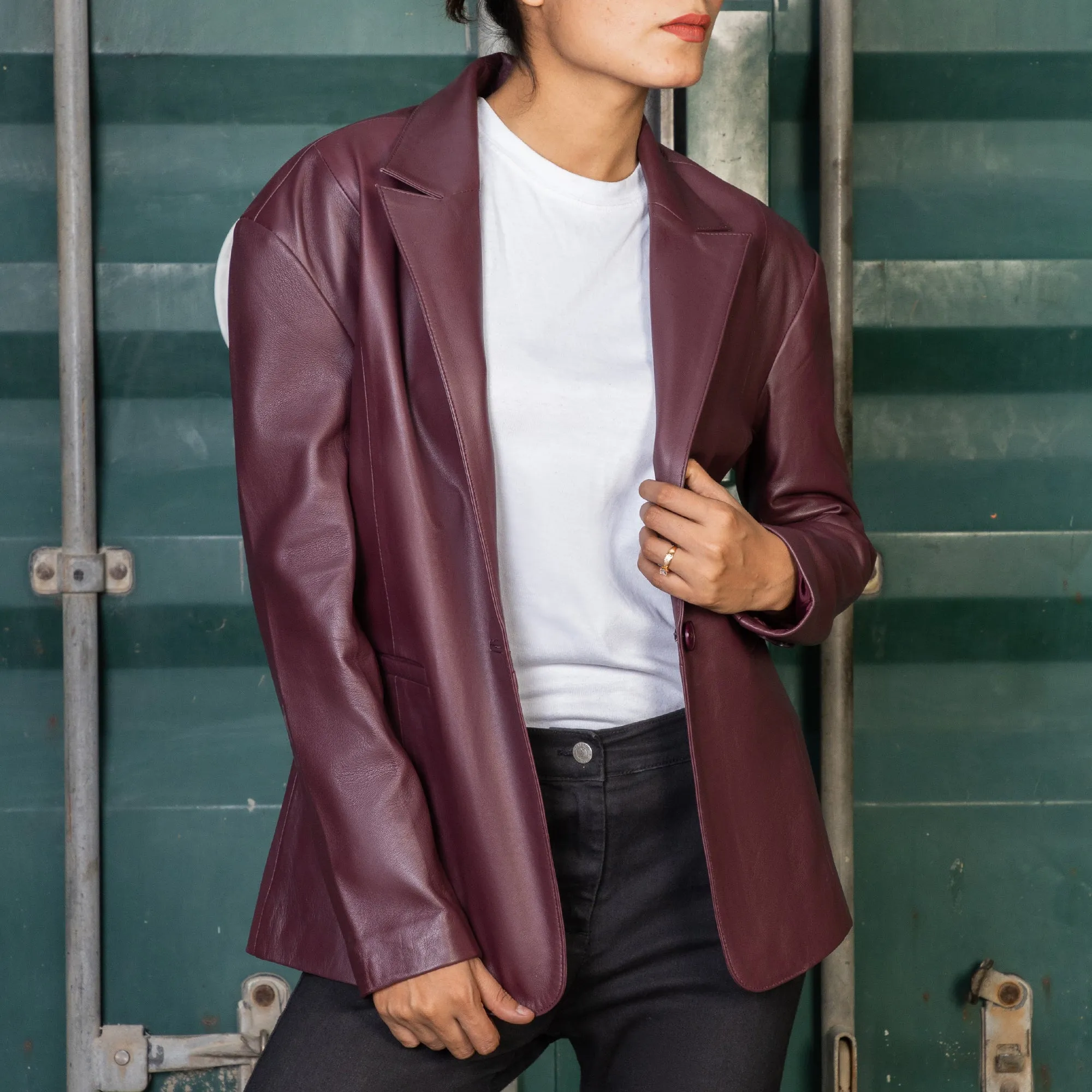 Jild Oversized Leather Blazer for Women