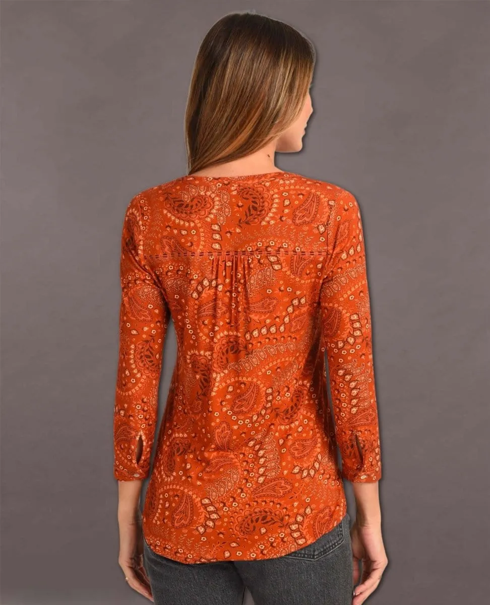 Keyla 3/4 Sleeve Blouse Burnt Henna