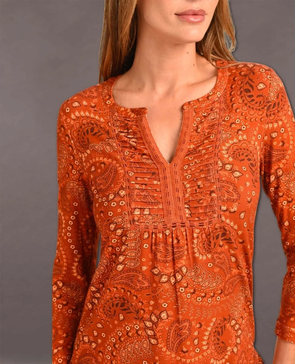 Keyla 3/4 Sleeve Blouse Burnt Henna