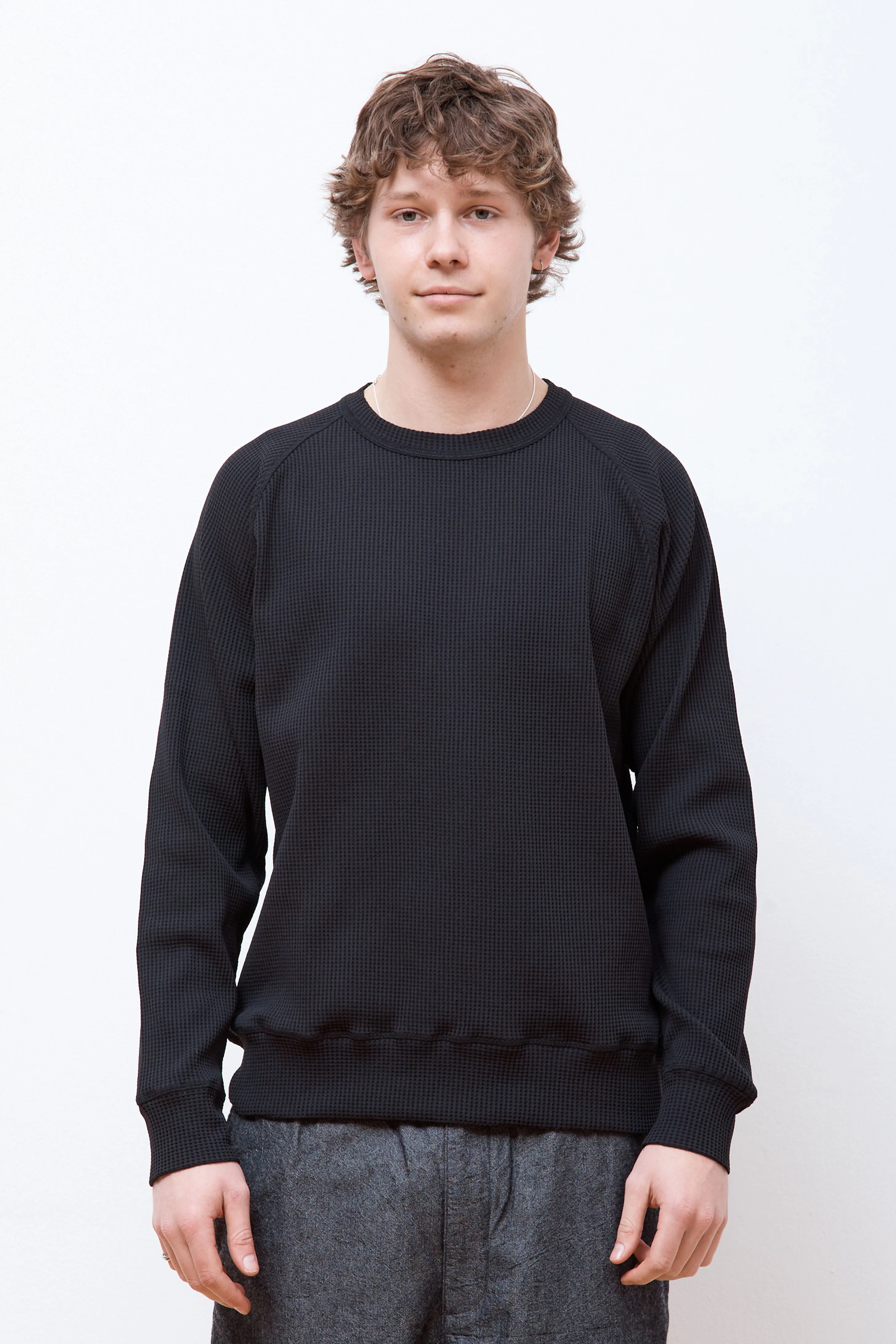 Kristian Relaxed Tech Waffle Sweater Black