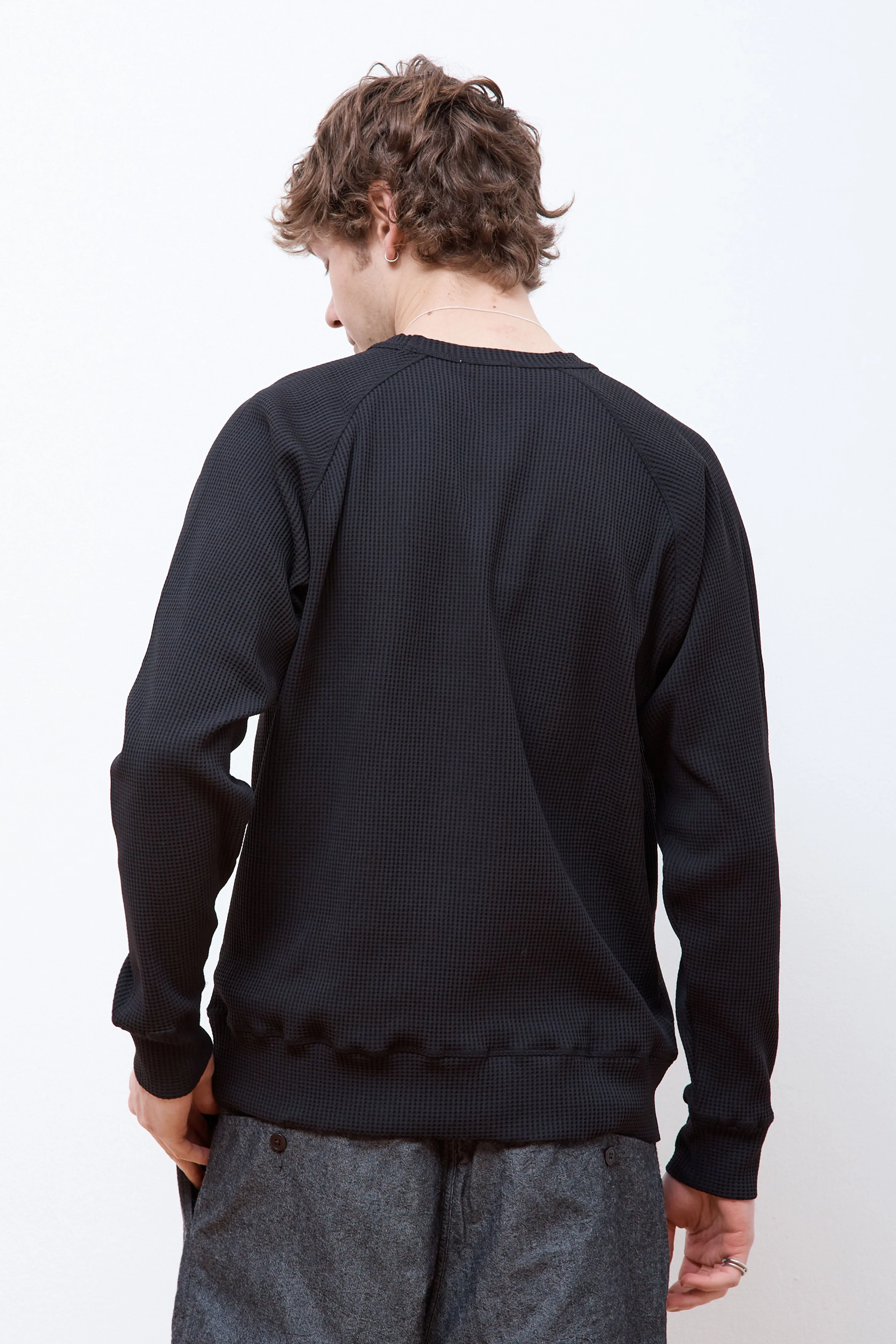 Kristian Relaxed Tech Waffle Sweater Black