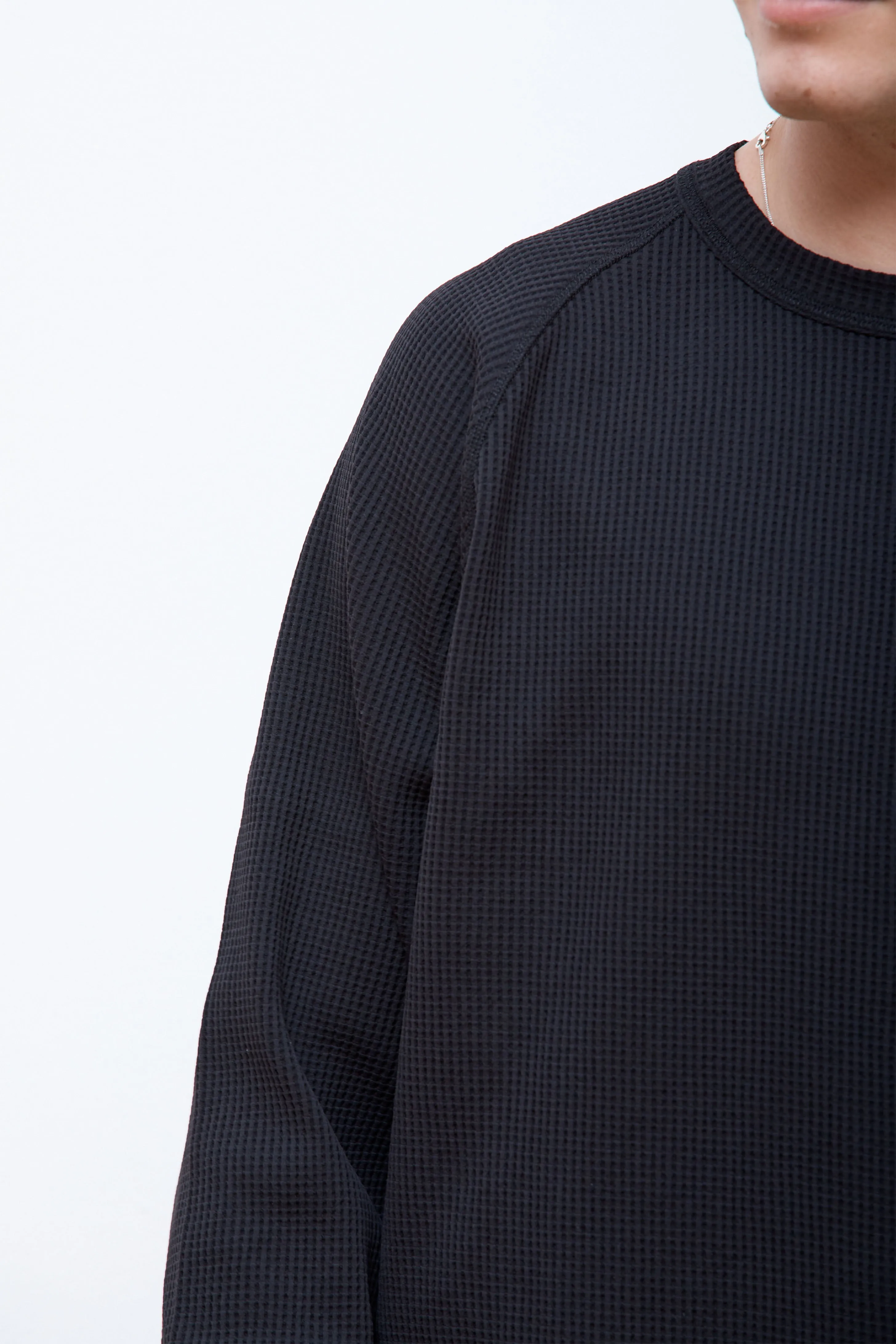 Kristian Relaxed Tech Waffle Sweater Black