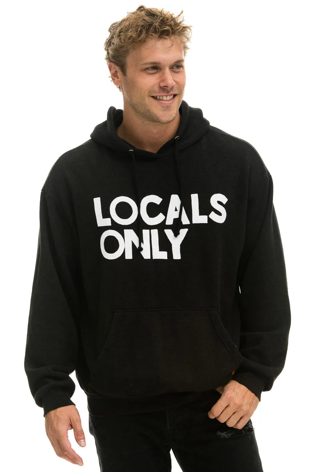 LOCALS ONLY RELAXED PULLOVER HOODIE - BLACK