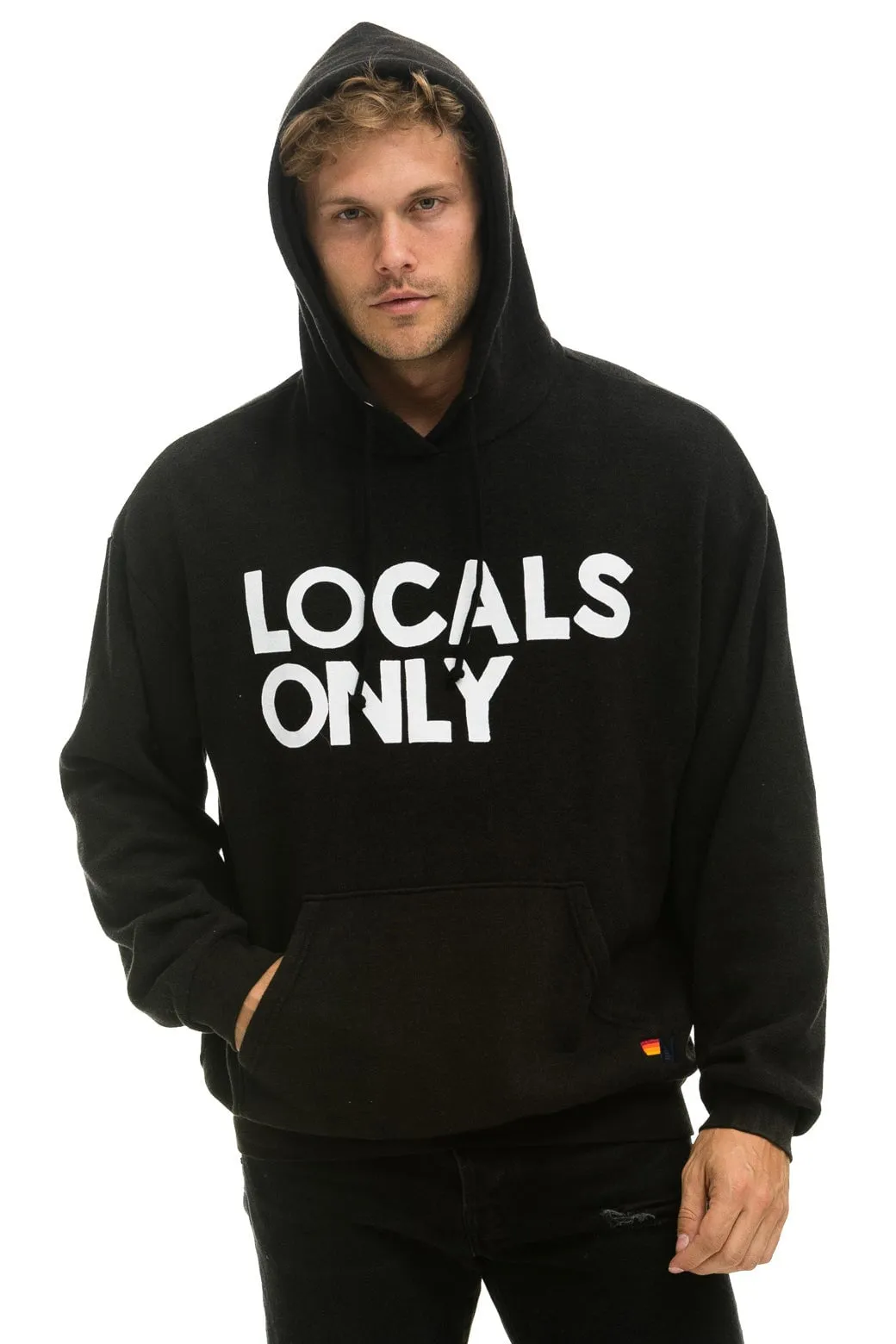 LOCALS ONLY RELAXED PULLOVER HOODIE - BLACK