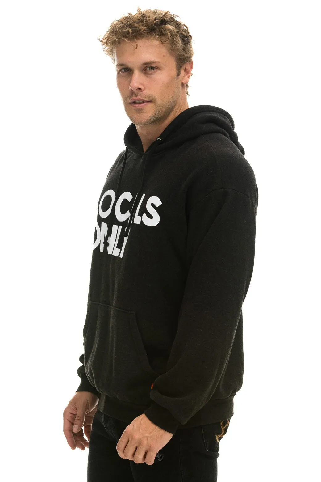 LOCALS ONLY RELAXED PULLOVER HOODIE - BLACK