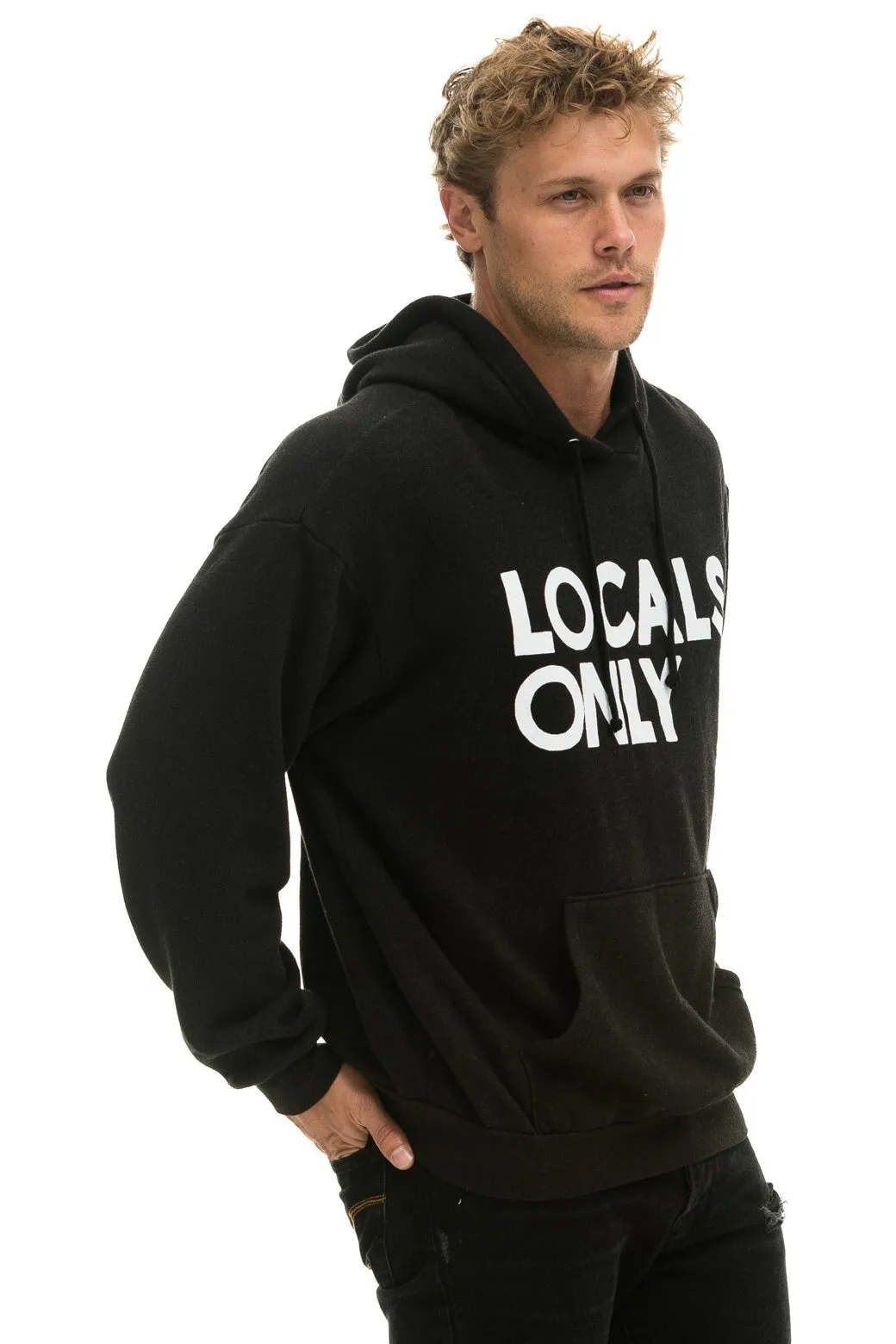 LOCALS ONLY RELAXED PULLOVER HOODIE - BLACK