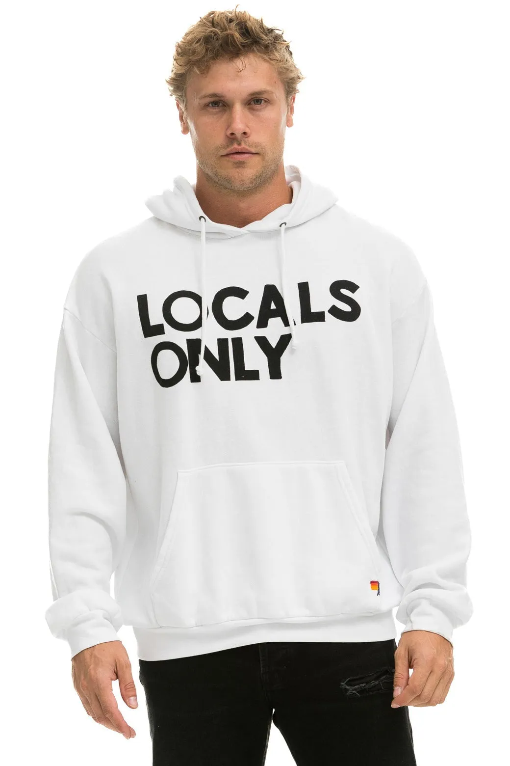 LOCALS ONLY RELAXED PULLOVER HOODIE - WHITE